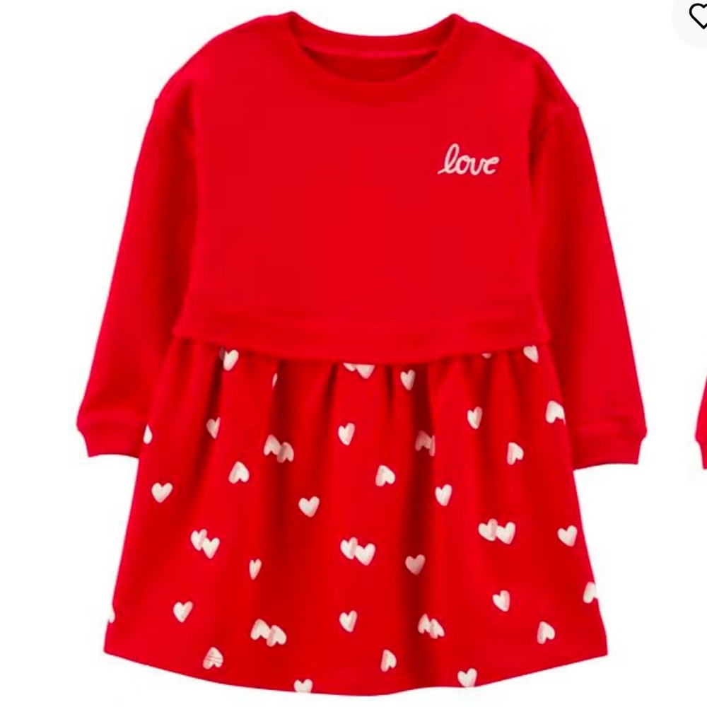 Carter’s Red Toddler Love Hearts French Terry Dress Size 9 mos Valentine's Day